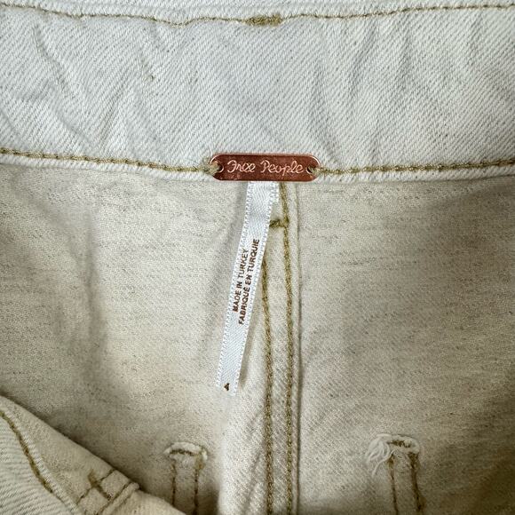 Free People Splendor in the Grass Neutral Ivory Denim High Waist Paperbag Skirt - Picture 8 of 9